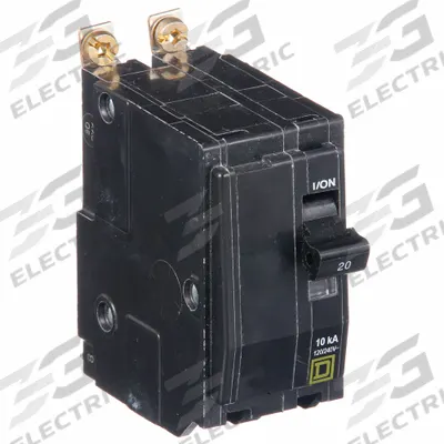 SQUARE D Miniature Circuit Breaker: 20 A, 120/240V AC, Single Phase, 10kA at 120/240V AC - QOB Series, Bolt-On Square D Miniature Circuit Breakers