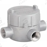 Conduit Outlet Body: Aluminum, GE, 3/4 in Trade Size, X Body, 19 cu in Body Capacity (MPN GECXT-2). Key specifications — Series: For Standard Body; Compatible Conduit Trade Size: 3/4 in; Thread Gender: Female; Hub Style: Threaded; Cover Included: Yes; Body Style: X; Connection Type: Threaded; Back Type: Flat.