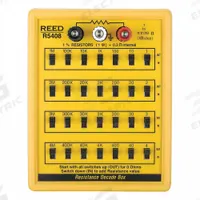 REED INSTRUMENTS Resistance Decade Box: 1 ohm to 110 ohm, 7 Decades, 1% Accuracy (MPN R5408-NIST). Key specifications — Brand: REED INSTRUMENTS.