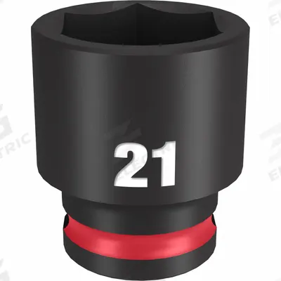 MILWAUKEE Standard Impact Socket: 3/8 in Drive Size, Metric, 21 mm Socket Size, 6-Point - 3/8" Drive Impact Sockets