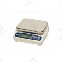 A&D WEIGHING Food Scale: 7 1/2 in Weighing Surface Dp, 9 1/8 in Weighing Surface Wd, Backlit LCD (MPN SJ-15KWPF). Key specifications — Readability: 0.0005 kg/0.001 lb/0.02 oz/0.1 lb-oz; Brand: A&D WEIGHING; IP Rating: IP67.