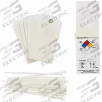 BRADY Tag: Polyester, Rectangle, 5 3/4 in Ht, 3 in Wd, 0.01 in Thick, Indoor/Outdoor, English, 25 PK (MPN 99102). Key specifications — Lamination Type: Not Laminated; Includes: (25) Nylon Ties.