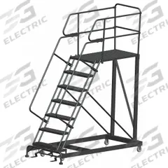 BALLYMORE Mobile Work Platform: 5.8 ft Platform Ht - Max, 36 in x 48 in, Steel, 800 lb Load Capacity (MPN SEP7-3648). Key specifications — Folding: Not Foldable; Mobility: Rolling; Brand: BALLYMORE; Color: Gray; Height Adjustability: Fixed Height; Includes Handrails: Handrails Included; Locking Mechanism: Foot-Activated Step Lock; Handrails: Includes Handrails.