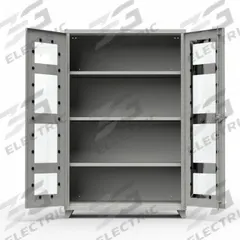 STRONG HOLD Storage Cabinet: 48 in x 24 in x 75 in, Legs, 3 Adj Shelves, Medium Gray, Gray, Swing (MPN 46-LD-243-L). Key specifications — Base Type: Legs; Cabinet Color: Medium Gray; Frame Assembled: Assembled; Brand: STRONG HOLD.