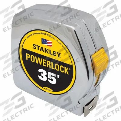 STANLEY Tape Measure: Nonmagnetic Single Hook Tip, 35 ft, Chromed Plastic - Standard (Inch) Tape Measures