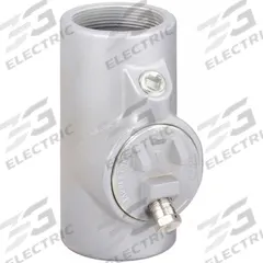 Sealing Fitting with Drain - Vertical: Iron, 3 1/2 in Trade Size, Female, 9 3/16 in Overall Lg (MPN EYD-9). Key specifications — Brand: APPLETON ELECTRIC; Connection Type: Threaded; Thread Gender: Female; Ends - Hazardous Fittings: 3-1/2 in FNPT x 3-1/2 in FNPT; Material: Iron; Hazardous Location Rating: Class I, Division 1 and 2, Groups C, D; Thread Type: NPT; Standards: UL 886.