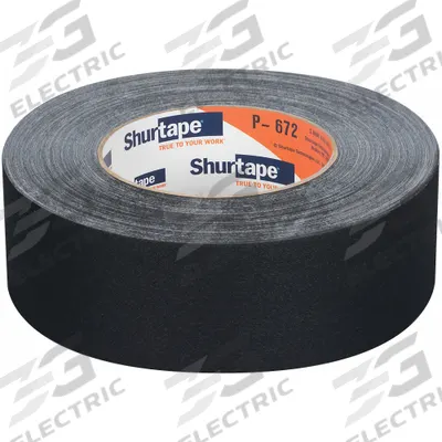 SHURTAPE Gaffer's Tape: 1 7/8 in Wd, 50 yd Lg, 12 mil Thick, Black, Cloth, Rubber - Residue-Free Gaffer's Tape