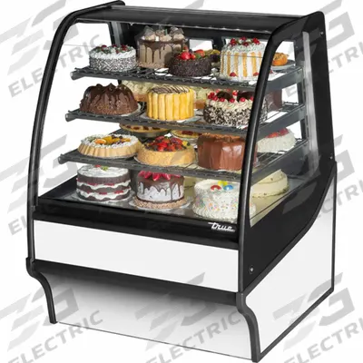 TRUE REFRIGERATION Refrigerated Merchandiser: 49 1/8 in x 36 1/4 in x 39 in, White - Curved Glass Display Refrigerator Merchandisers