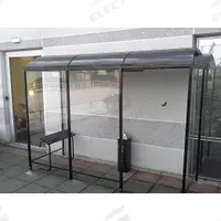 Smoking Shelter: Unassembled, 3 Sides, 124 in x 42 in x 95 in, Aluminum, Black, Includes Seating (MPN NBS0412BW). Key specifications — Brand: NO BUTTS BIN CO.; Frame Material: Aluminum; Finish: Powder-Coated.
