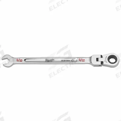 MILWAUKEE Combination Wrench: Chrome Vanadium Steel, Chrome, 9/32 in Head Size - SAE 12-Point Ratcheting Combination Wrenches