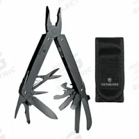 VICTORINOX SWISS ARMY Multi-Tool: Multi-Tool Plier, 26 Tools, 26 Functions, 4 1/2 in Closed Lg, MXBS (MPN 3.0326.M3N). Key specifications — attr15951: VICTORINOX SWISS ARMY; attr15966: Pouch; attr10312: Black; attr15960: Lanyard Hole; attr15963: Stainless Steel; attr15971: Multi-Tool Plier; attr15972: 3 mm Screwdriver; attr15981: MXBS.