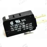 HONEYWELL Miniature Snap Action Switch: Plunger Actuator, 1NO/1NC, Quick Connect (MPN V7-3E17D8). Key specifications — AC Contact Rating: 11 A @ 125 V; Electrical Connection: Quick Connect; Series: V7; Brand: HONEYWELL.