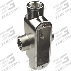 Conduit Outlet Body: Stainless Steel, 1/2 in Trade Size, X Body, 5 cu in Body Capacity, Threaded Hub (MPN S60500XB00). Key specifications — Finish: Polished; Brand: CALBRITE; Hub Style: Threaded.