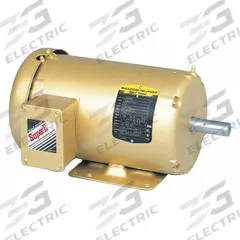 BALDOR General Purpose Motor: Rigid Base Mount, Totally Enclosed Fan Cooled, 3 hp, 575V AC (MPN EM3611T-5). Key specifications — Brand: BALDOR; Nameplate Voltage @ 60 Hz: 575V AC; Full Load Current @ 60 Hz: 3.3 A; Nameplate RPM @ 60 Hz: 1,735 RPM; Motor Enclosure: TEFC.