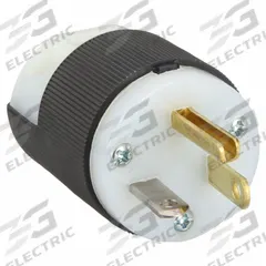 HUBBELL Straight Blade Plug: 5-20P, 125V AC, 20 A, 2 Pole, 3 Blade, Black/White (MPN HBL5366C)