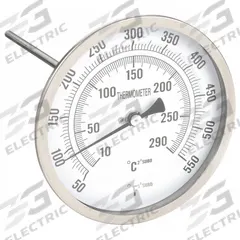 APPROVED VENDOR Dial Thermometer: 50°F to 550°F /10°C to 290°C, 6 in Stem Lg, 5 in Dial Dia (MPN 1NGC2). Key specifications — Accuracy: ±1 % @ 151 to 450 °F; Brand: APPROVED VENDOR.