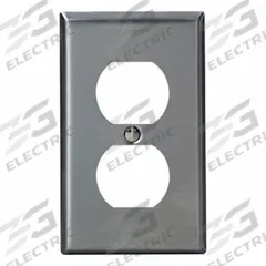 LEVITON Wall Plate: Duplex Outlet, 1 Gang, Silver, Std Size (MPN 84003-40). Key specifications — Brand: LEVITON; Material: Stainless Steel.