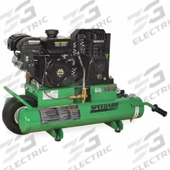 SPEEDAIRE Portable Gas Air Compressor: 1 Stage, 7 hp Engine, Mi-T-M, 13.9 cfm @ 90 psi, Wheelbarrow (MPN AM1-PM07-08G). Key specifications — attr50858: Mi-T-M; attr50864: Recoil; attr50844: SPEEDAIRE.