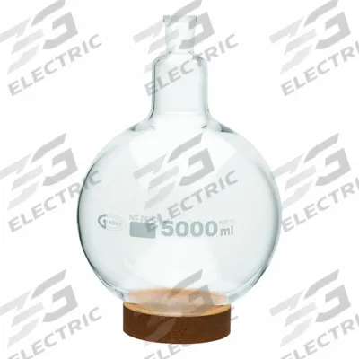 UNITED SCIENTIFIC SUPPLIES Glass Flasks: 5,000 mL, Colorless, Round - Glass Boiling Flasks
