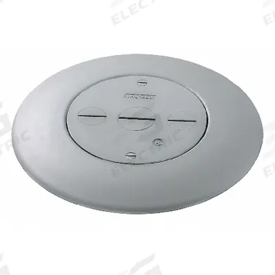 HUBBELL WIRING DEVICE-KELLEMS Service Fitting: Round, Gray, Aluminum, Smooth - Aluminum Electrical Floor Box Covers