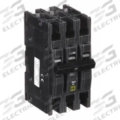 SQUARE D Miniature Circuit Breaker: 90 A, 120/240V AC, Three Phase, 10kA at 120/240V AC, 3 Poles (MPN QOU390). Key specifications — Phase: Three; Amps: 90 A; AC Voltage Rating: 120/240V AC; Max. AIR Rating: 10kA at 120/240V AC; For Use With: Heating; Brand: SQUARE D.