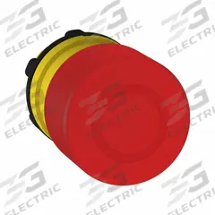 SCHNEIDER Emergency Stop Push Button: Red, 22 mm Mounting Size, Non-Metallic, Maintained (MPN ZB5AT844). Key specifications — Brand: SCHNEIDER; Action: Maintained; Series: XB5; Push Button Material Type: Non-Metallic.