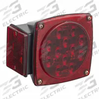 GROTE Tail Light: LED, Trailer Light, Red, Square, 4 1/2 in Overall Ht, 5 in Overall Wd, Bracket (MPN 51992). Key specifications — Standards: C/M - SAE P2; Electrical Connection: Blunt Cut Wires; Brand: GROTE; Installation Type: Permanent; Lens Color: Red; Mount Type: Bracket; Lighting Technology: LED; Hardware Included: Trailer Harness.