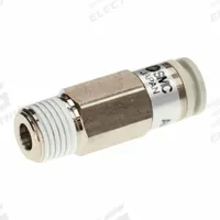 SMC Pneumatic Check Valve: Male Connector, NBR, Aluminum Alloy (Valve)/PBT (Body)/Spacer (Brass) (MPN AKH08B-02S). Key specifications — attr291949: 8 mm Tubing; attr291950: 1/4 in BSPT; attr291957: NBR, Aluminum Alloy (Valve); PBT (Body); Spacer (Brass); attr294749: SMC.