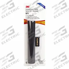 3M Splice Kit: 600 V Max Volt, 14 AWG – 8 AWG Wire Size Range (MPN UF1-SPLICE KIT). Key specifications — Kit Includes: 1.8” Mechanical Connector; 8” Heavy Wall Shrink Tubing; Brand: 3M; Direct Burial Rated: Yes.