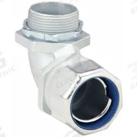THOMAS & BETTS Liquid-Tight Conduit Fitting: Steel/Iron, 1 1/4 in Trade Size, 90° Elbow (MPN 5255). Key specifications — Trade Size: 1-1/4 in; Box Connection: 1-1/4 in MNPT; Material: Iron; Steel; Color: Gray; Insulated: No; For Use With: Flexible Liquid Tight Metallic Conduit; Hazardous Location Rating: Class I, Division 2 Class II, Division 1 and 2 Class III Division 1 and 2.