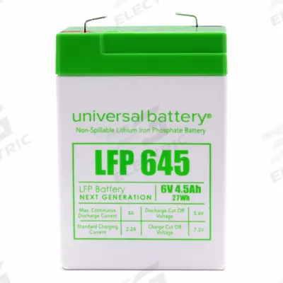 UPG Sealed Lead Acid Batteries: 6.4V DC, 4.5 Ah Capacity, 4 in Ht, 1.85 in Wd - Lithium Iron Phosphate (LiFePO4) Sealed Batteries