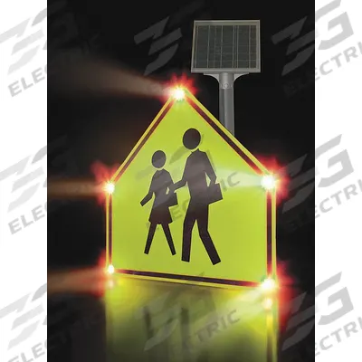 LED School Zone Sign: 30 in x 30 in Nominal Sign Size (W x H), Aluminum, S1-1 MUTCD - Flashing LED School Crossing Signs