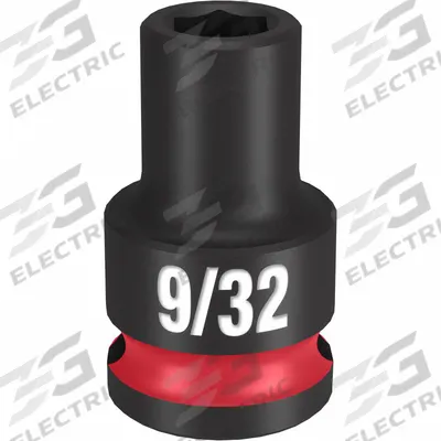 MILWAUKEE Standard Impact Socket: 3/8 in Drive Size, SAE, 9/32 in Socket Size, 6-Point - 3/8" Drive Impact Sockets