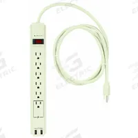 APPROVED VENDOR Outlet Strip: 6 Outlets, 6 ft Cord Lg, 1,050 J Rated Energy, 15 A Current, White (MPN 52NY54). Key specifications — Brand: APPROVED VENDOR; Mounting Style: Keyhole.