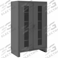 DURHAM MFG Storage Cabinet: 48 in x 24 in x 78 in, Legs, 4 Adj Shelves, Swing Handle & Padlock Hasp (MPN HDCC244878-4S95). Key specifications — Base Type: Legs; Cabinet Color: Gray; Frame Assembled: Assembled; Brand: DURHAM MFG.