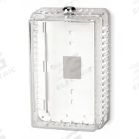 APPROVED VENDOR Universal Thermostat Guard: Snap-On, Clear, Ring Base/Solid Base, Single Wall (MPN 2E379). Key specifications — Base Type: Solid Base; Cover Type: Snap-On; Brand: APPROVED VENDOR; Thermostat Guard Cover Color: Clear; Inside HxWxD: 6-13/16 in H x 4 in W x 3 in D; Guard Construction: Single Wall; Outside HxWxD: 8 in H x 5 in W x 3-3/8 in D.