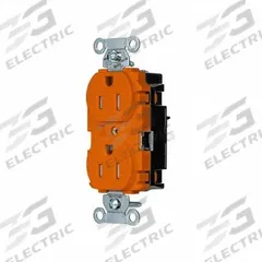 HUBBELL Receptacle: Duplex, 5-15, Orange, 125V AC, 15 A, 2 Pole / 3 Wire (MPN 5262STOTR)
