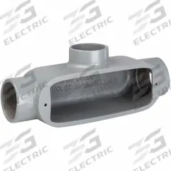 Conduit Outlet Body: Aluminum, 2 1/2 in Trade Size, T Body, 142 cu in Body Capacity, Threaded Hub (MPN OT-7). Key specifications — Finish: Powder Coated; Includes: Set Screw Hubs; For Use With: IMC; Brand: HUBBELL KILLARK; Hub Style: Threaded; Mfr. Series: O.