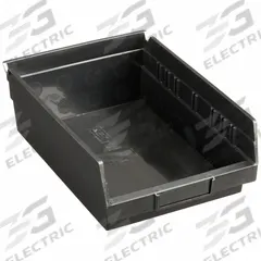 QUANTUM STORAGE SYSTEMS Shelf Bin: 11 5/8 in Overall Lg, 8 3/8 in x 4 in, Black, Nesting Capable (MPN QSB107BR). Key specifications — Brand: QUANTUM STORAGE SYSTEMS; % Recycled Content: 100%; Manufacturer Part Number: QSB107BR; Includes Dividers: Dividers Not Included; Electrostatic Discharge: Not Electrostatic Discharge Conductive.