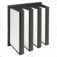 GRAINGER V-Bank Air Filter: 20 in x 20 in x 12 in, Fiberglass, Single Header, 3 Vs, Downstream Face (MPN 33E925). Key specifications — Brand: GRAINGER; Frame or Header Material: Plastic; Media Material: Fiberglass; Filters Out: Cooking Oil.