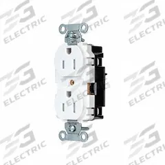 HUBBELL Receptacle: Duplex, 5-15, White, 125V AC, 15 A, 2 Pole / 3 Wire (MPN BR15STWTR)