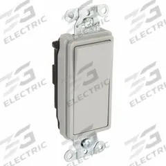 BRYANT Wall Switch: Rocker Switch, Single Pole, Maintained, Gray, 120/277V AC, 15 A (MPN 9801GRY). Key specifications — Illuminated: No; Voltage Rating: 120/277V AC.