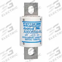 Fuses: A30QS Series, 300 A, 300 V AC, 300 V DC DC Volt Rating, Indicating (MPN A30QS300-4IL). Key specifications — Series: A30QS; Brand: MERSEN; Voltage Type: AC/DC.