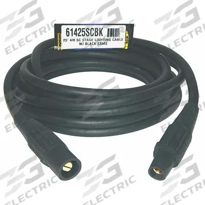 SOUTHWIRE Cam Lock Power Cable: 25 ft Cord Lg, 600V AC, CL40FBK, CL4MBK, 4/0 AWG Wire Size - Cam Lock Extension Cords