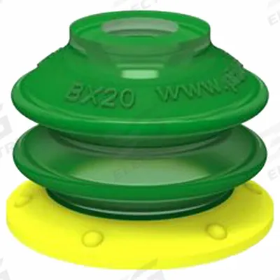 PIAB Vacuum Pad Assembly: G1/8 in, 21.08 mm Pad Dia, Polyurethane, Yellow, 27.2 mm Pad Ht - Multi-Bellows Type Packaging Industry Vacuum Pad Assemblies