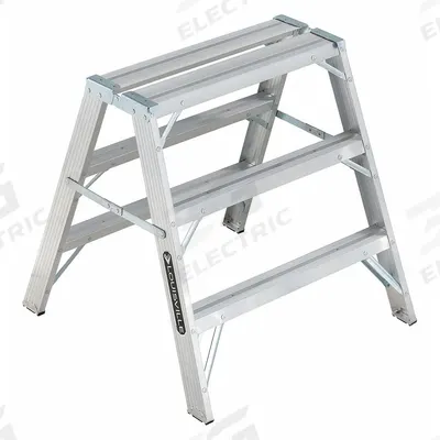 LOUISVILLE LADDER Step Stool: 3 Steps, 3.1 ft Overall Ht, 300 lb Load Cap - Dual-Side Access Folding Step Stools