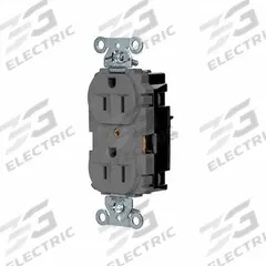 HUBBELL Receptacle: Duplex, 5-15, Gray, 125V AC, 15 A, 2 Pole / 3 Wire (MPN 5262STGY)