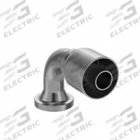 PARKER Hydraulic Crimp Fitting: Steel x Steel, 90° Elbow, -16 For Hose Dash Size, Male x Genderless (MPN 11943-20-16). Key specifications — Fitting Gender: Male x Genderless; Fitting Connection Type: Flange x Crimp; Thread Size: 0.511"-27; For Hose Dash Size: -16; Brand: PARKER.