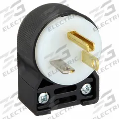 HUBBELL Straight Blade Plug: 5-20P, 125V AC, 20 A, 2 Pole, 3 Blade, Black/White (MPN HBL5366CA)