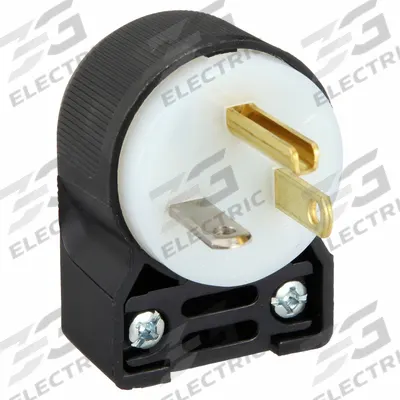 HUBBELL Straight Blade Plug: 5-20P, 125V AC, 20 A, 2 Pole, 3 Blade, Black/White (MPN HBL5366CA) - Angled Plugs